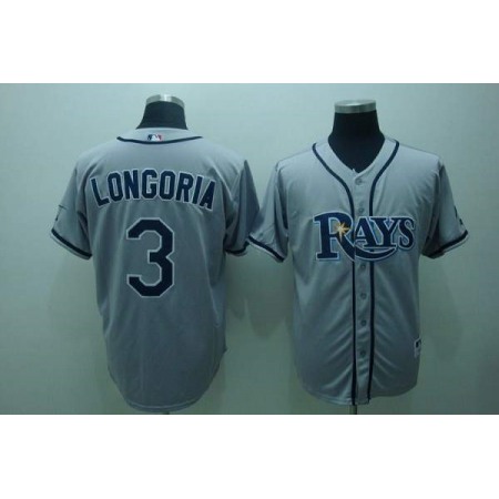 Rays #3 Evan Longoria Grey Stitched MLB Jersey