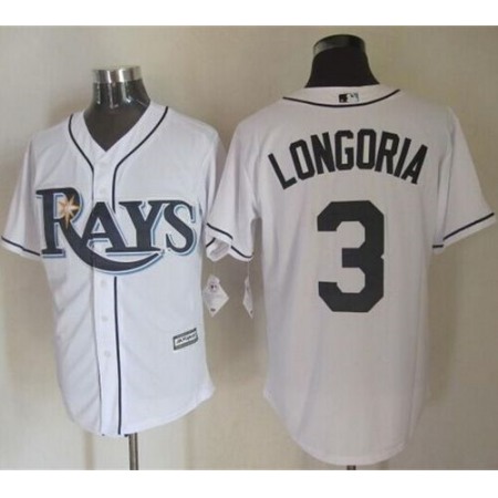 Rays #3 Evan Longoria White New Cool Base Stitched MLB Jersey