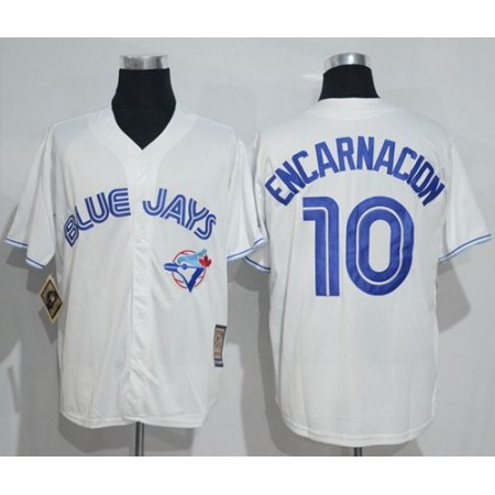 Blue Jays #10 Edwin Encarnacion White Cooperstown Throwback Stitched MLB Jersey