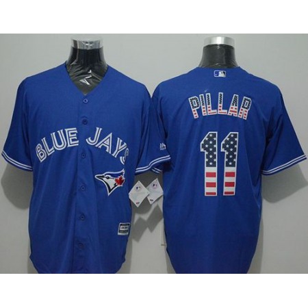 Blue Jays #11 Kevin Pillar Blue USA Flag Fashion Stitched MLB Jersey