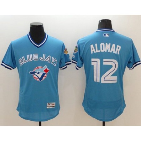 Blue Jays #12 Roberto Alomar Light Blue Flexbase Authentic Collection Cooperstown Stitched MLB Jersey
