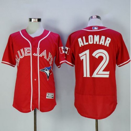 Blue Jays #12 Roberto Alomar Red Flexbase Authentic Collection Canada Day Stitched MLB Jersey