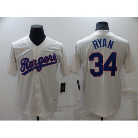 Men's Texas Rangers #34 Nolan Ryan Cream Cool Base Stitched Baseball Jersey