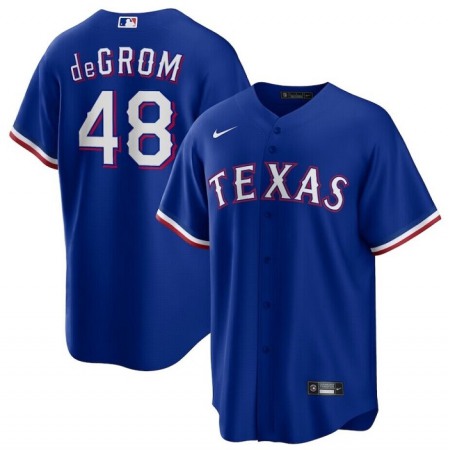 Men's Texas Rangers #48 Jacob deGrom Royal Cool Base Stitched Baseball Jersey