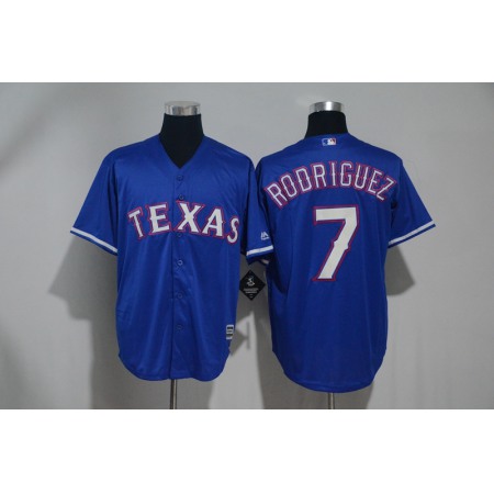 Men's Texas Rangers #7 ivan Rodriguez Blue Cool Base Stitched MLB Jersey