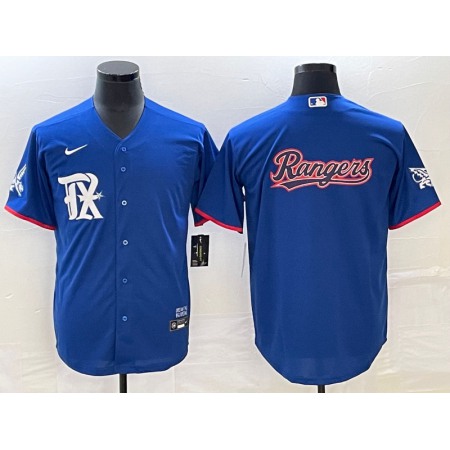 Men's Texas Rangers Royal Team Big Logo 2023 City Connect Stitched Baseball Jersey