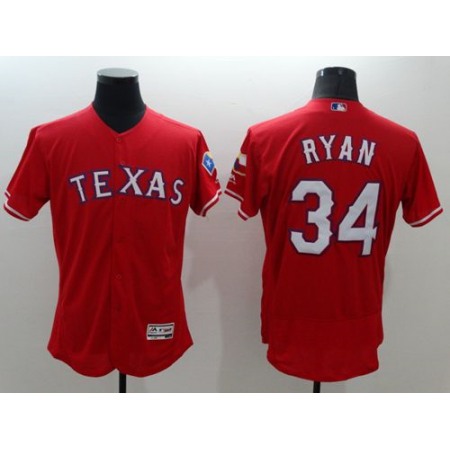 Rangers #34 Nolan Ryan Red Flexbase Authentic Collection Stitched MLB Jersey