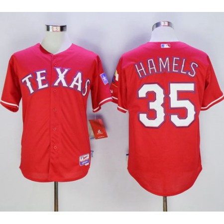 Rangers #35 Cole Hamels Red Cool Base Stitched MLB Jersey