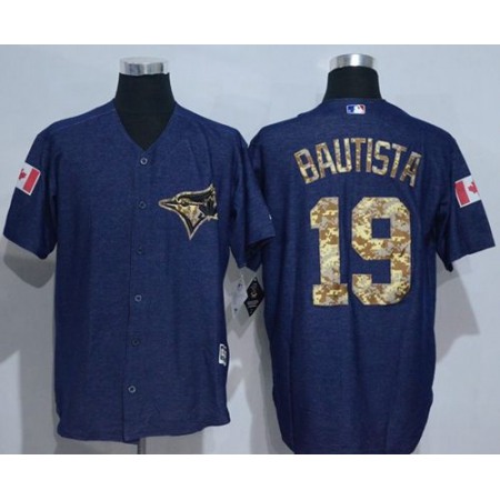 Blue Jays #19 Jose Bautista Denim Blue Salute to Service Stitched MLB Jersey