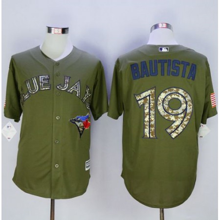Blue Jays #19 Jose Bautista Green Camo New Cool Base Stitched MLB Jersey