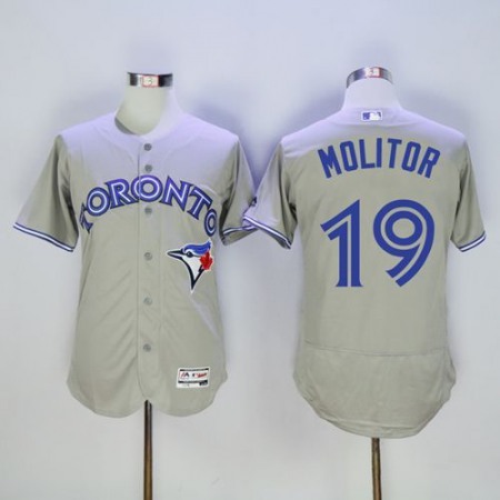 Blue Jays #19 Paul Molitor Grey Flexbase Authentic Collection Stitched MLB Jersey