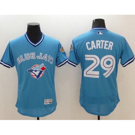 Blue Jays #29 Joe Carter Light Blue Flexbase Authentic Collection Cooperstown Stitched MLB Jersey