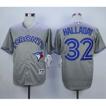Blue Jays #32 Roy Halladay Grey Cool Base Stitched MLB Jersey
