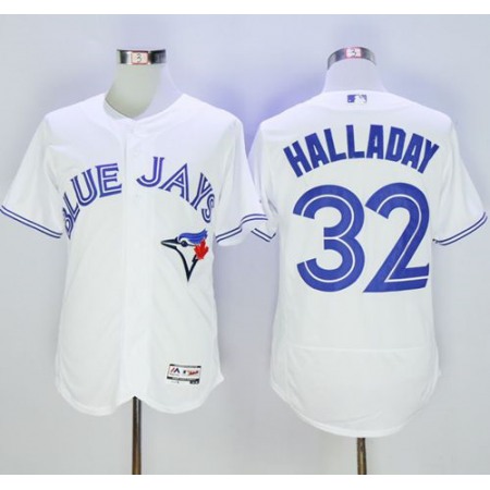 Blue Jays #32 Roy Halladay White Flexbase Authentic Collection Stitched MLB Jersey