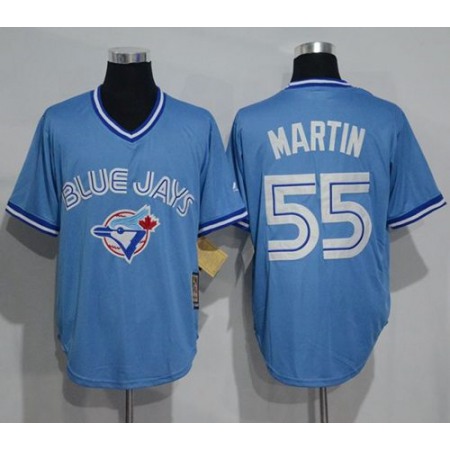 Blue Jays #55 Russell Martin Light Blue Cooperstown Throwback Stitched MLB Jersey