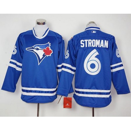 Blue Jays #6 Marcus Stroman Blue Long Sleeve Stitched MLB Jersey
