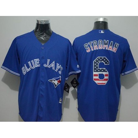 Blue Jays #6 Marcus Stroman Blue USA Flag Fashion Stitched MLB Jersey