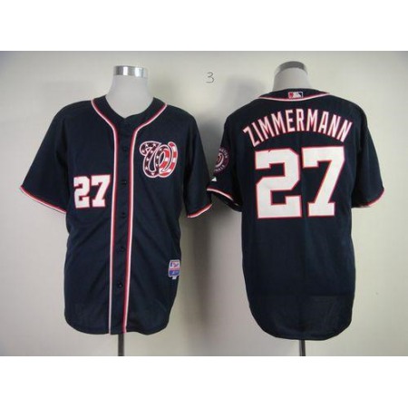 Nationals #27 Jordan Zimmermann Navy Blue Cool Base Stitched MLB Jersey