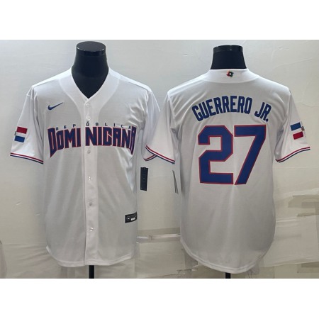 Men's Dominican Republic Baseball #27 Vladimir Guerrero Jr. 2023 White World Baseball Classic Stitched Jersey