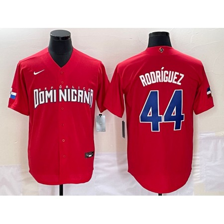 Men's Dominican Republic Baseball #44 Julio Rodriguez 2023 Red World Baseball Classic Stitched Jersey