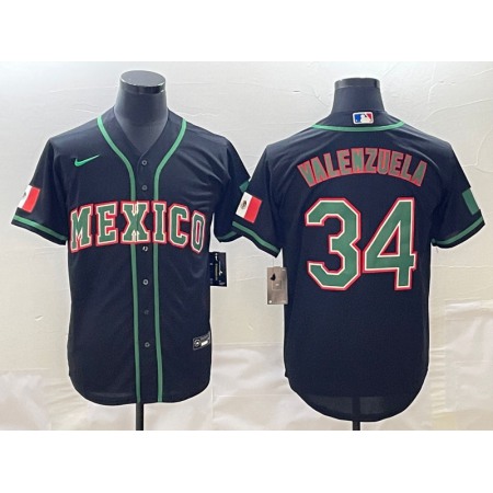 Men's Mexico Baseball #34 Fernando Valenzuela 2023 Black World Baseball Classic Stitched Jersey