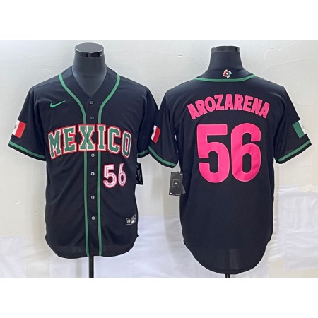 Men's Mexico Baseball #56 Randy Arozarena 2023 Black World Baseball Classic With Patch Stitched Jersey