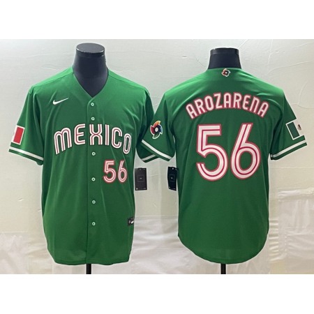 Men's Mexico Baseball #56 Randy Arozarena 2023 Green World Baseball Classic With Patch Stitched Jersey