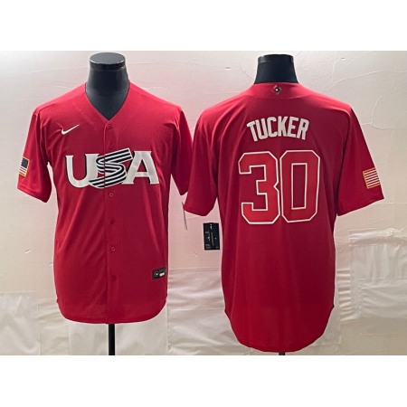 Men's USA Baseball #30 Kyle Tucker 2023 Red World Baseball Classic Stitched Jersey