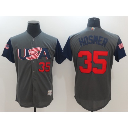 Men's USA Baseball #35 Eric Hosmer Gray 2017 World Baseball Classic Stitched WBC Jersey
