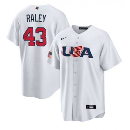 Men's USA Baseball #43 Brooks Raley 2023 White World Baseball Classic Stitched Jersey