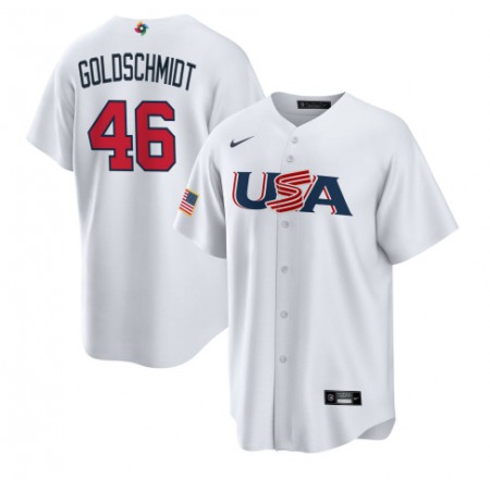 Men's USA Baseball #46 Paul Goldschmidt 2023 White World Baseball Classic Stitched Jersey