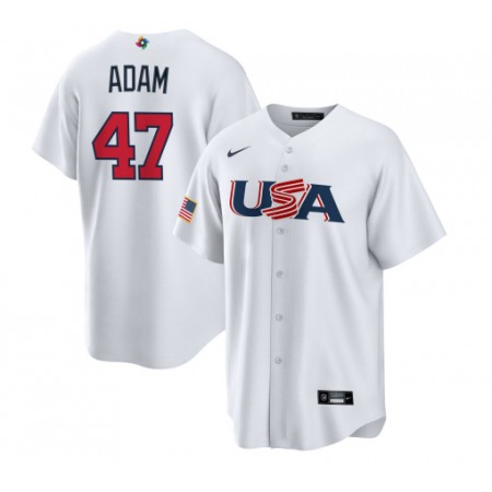 Men's USA Baseball #47 Jason Adam 2023 White World Baseball Classic Stitched Jersey