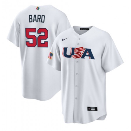 Men's USA Baseball #52 Daniel Bard 2023 White World Baseball Classic Stitched Jersey