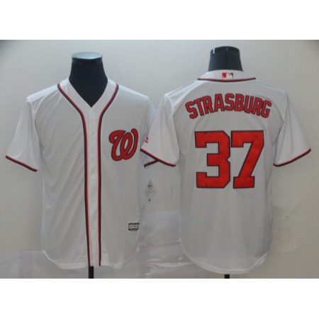 Men's Washington Nationals #37 Stephen Strasburg White Cool Base Stitched MLB Jersey