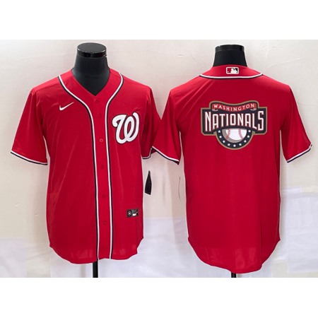 Men's Washington Nationals Red Big Logo in Back Stitched Baseball Jersey