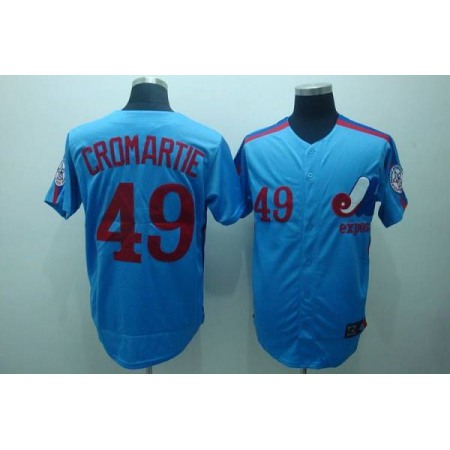 Mitchell and Ness Expos #49 Warren Cromartie Blue Stitched Throwback MLB Jersey