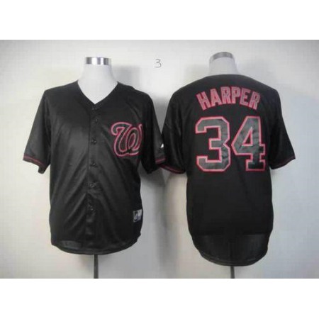 Nationals #34 Bryce Harper Black Fashion Stitched MLB Jersey