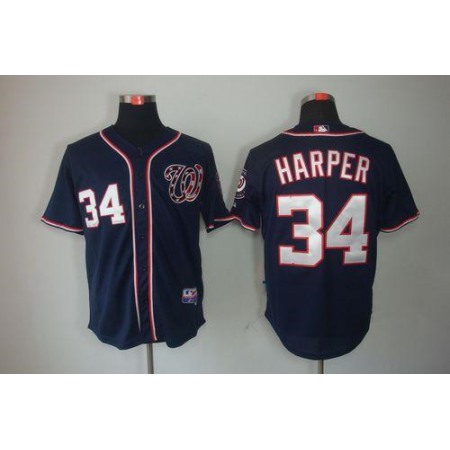 Nationals #34 Bryce Harper Navy Blue Cool Base Stitched MLB Jersey
