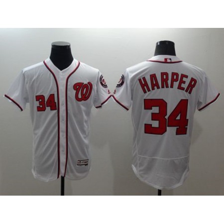Nationals #34 Bryce Harper White Flexbase Authentic Collection Stitched MLB Jersey