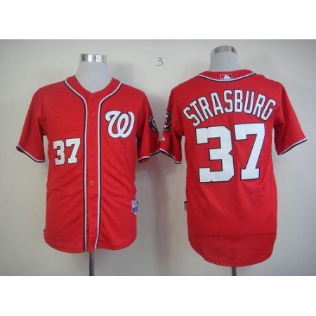 Nationals #37 Stephen Strasburg Stitched Red MLB Jersey