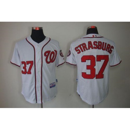 Nationals #37 Stephen Strasburg Stitched White MLB Jersey