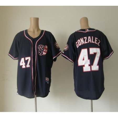 Nationals #47 Gio Gonzalez Navy Blue Cool Base Stitched MLB Jersey