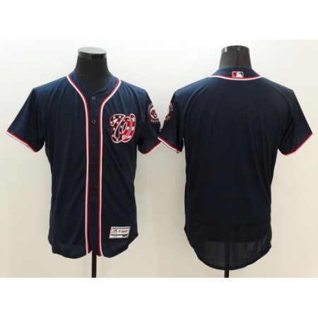 Nationals Blank Navy Blue Flexbase Authentic Collection Stitched MLB Jersey