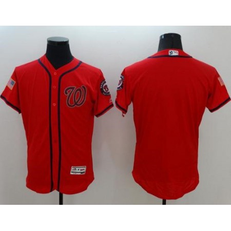 Nationals Blank Red Fashion Stars & Stripes Flexbase Authentic Stitched MLB Jersey