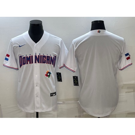 Men's Dominican Republic Baseball Blank 2023 White World Baseball Classic Stitched Jersey
