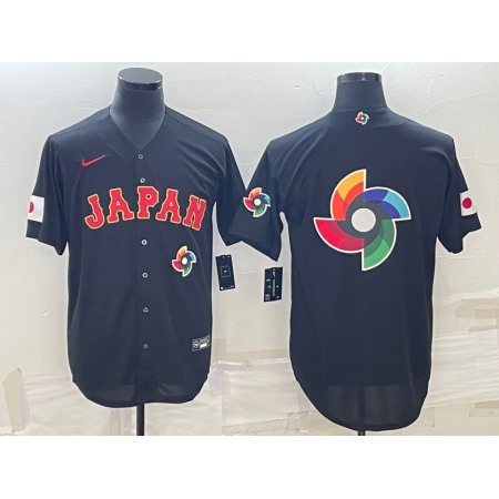 Men's Japan Baseball 2023 Black World Baseball Big Logo With Patch Classic Stitched Jersey
