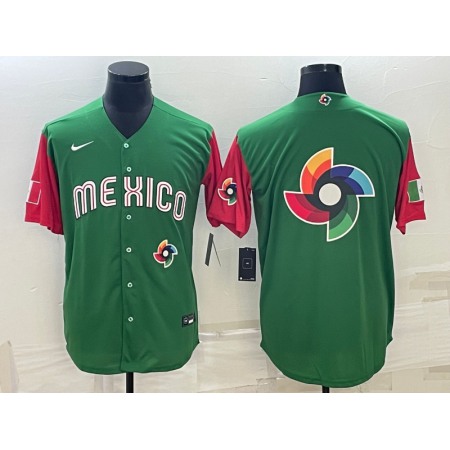 Men's Mexico Baseball 2023 Green World Baseball Big Logo With Patch Classic Stitched Jersey