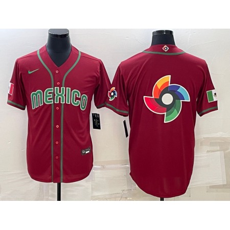 Men's Mexico Baseball 2023 Red World Baseball Big Logo With Patch Classic Stitched Jersey