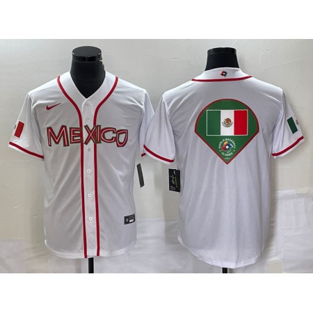 Men's Mexico Baseball 2023 White World Baseball Classic Team Big Logo Stitched Jersey