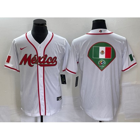 Men's Mexico Baseball 2023 White World Baseball Classic Team Big Logo Stitched Jersey